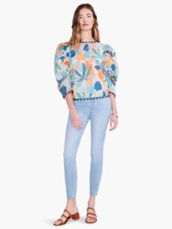 Citrus Grove Puff Sleeve Top BLUE MULTI -Brave Sales Store S231640BLTPRODUCT 04