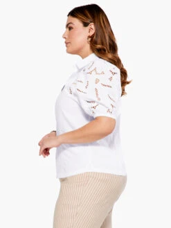 Eyelet Sleeves Shirt PAPER WHITE -Brave Sales Store S231642WPWHPRODUCT 02