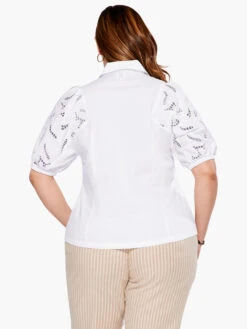 Eyelet Sleeves Shirt PAPER WHITE -Brave Sales Store S231642WPWHPRODUCT 03