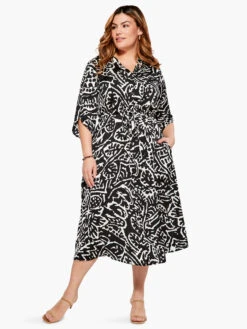 Onyx Stamp Dress BLACK MULTI