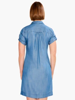 Drapey Denim Shirt Dress MID WASH -Brave Sales Store S231922MDWPRODUCT 03