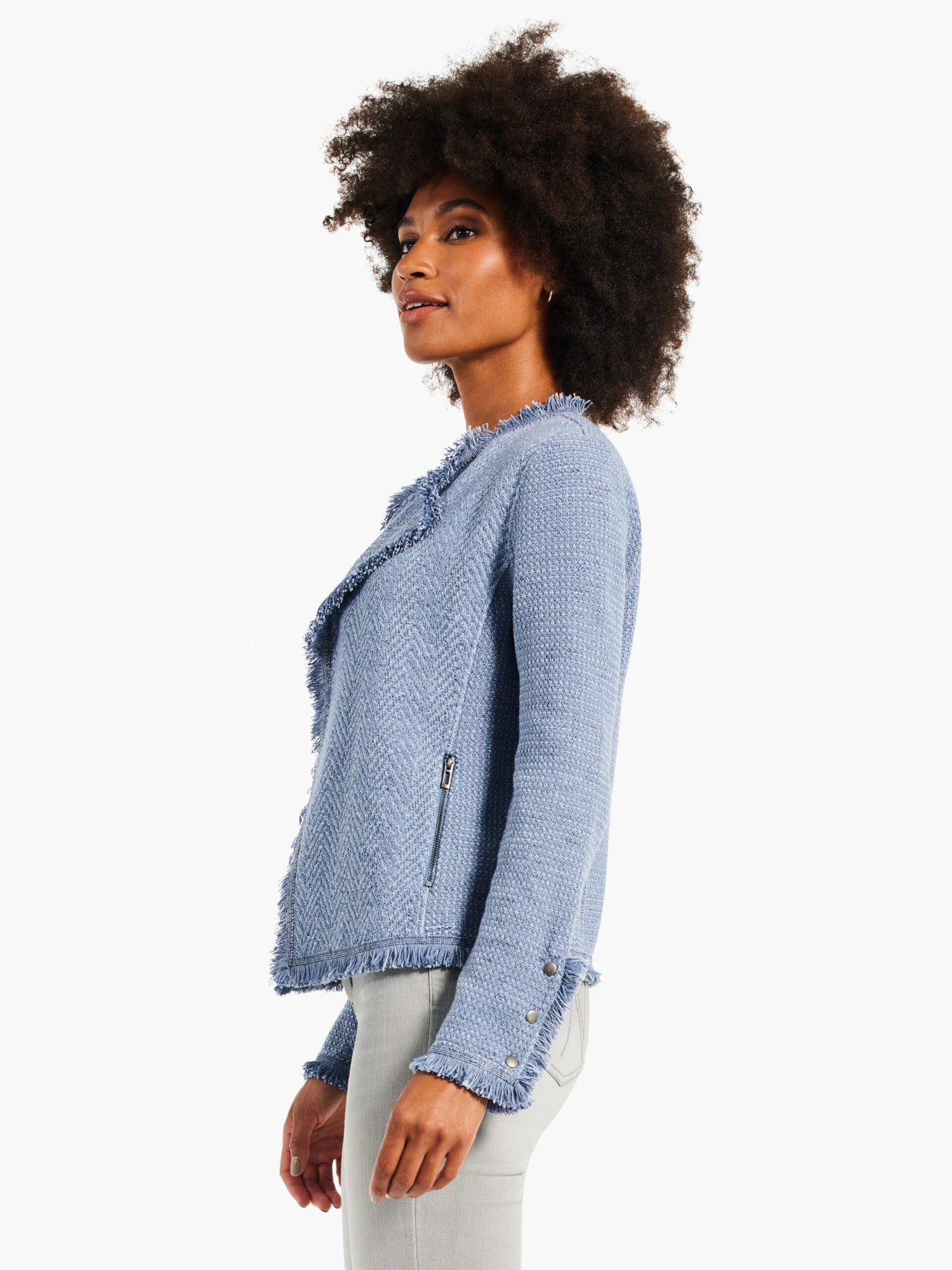 Fringe Mix Knit Jacket BLUE MIX 2 Fringe Mix Knit Jacket BLUE MIX - Image 2