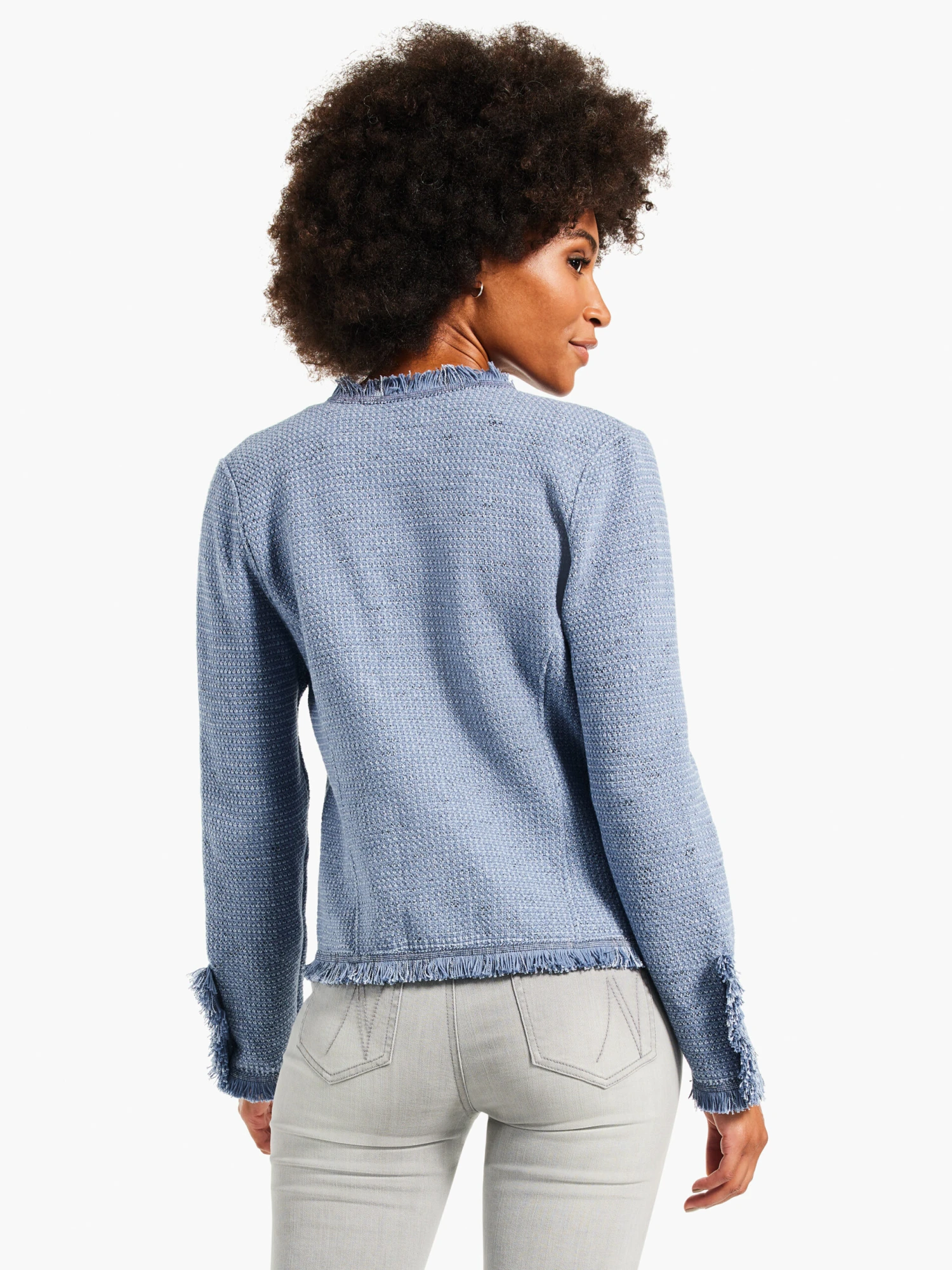 Fringe Mix Knit Jacket BLUE MIX 3 Fringe Mix Knit Jacket BLUE MIX - Image 3