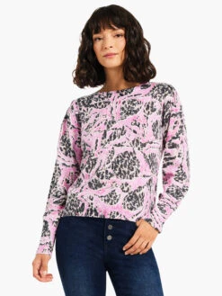 Petal Dot Femme Sleeve Sweater PINK MULTI