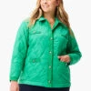 Knit Trim Puffer Jacket FERN