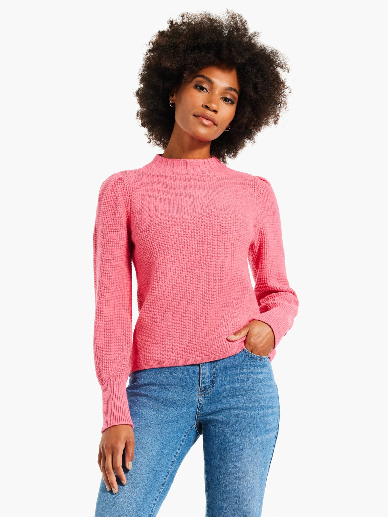 Waffle Stitch Sweater GRENADINE 1 Waffle Stitch Sweater GRENADINE