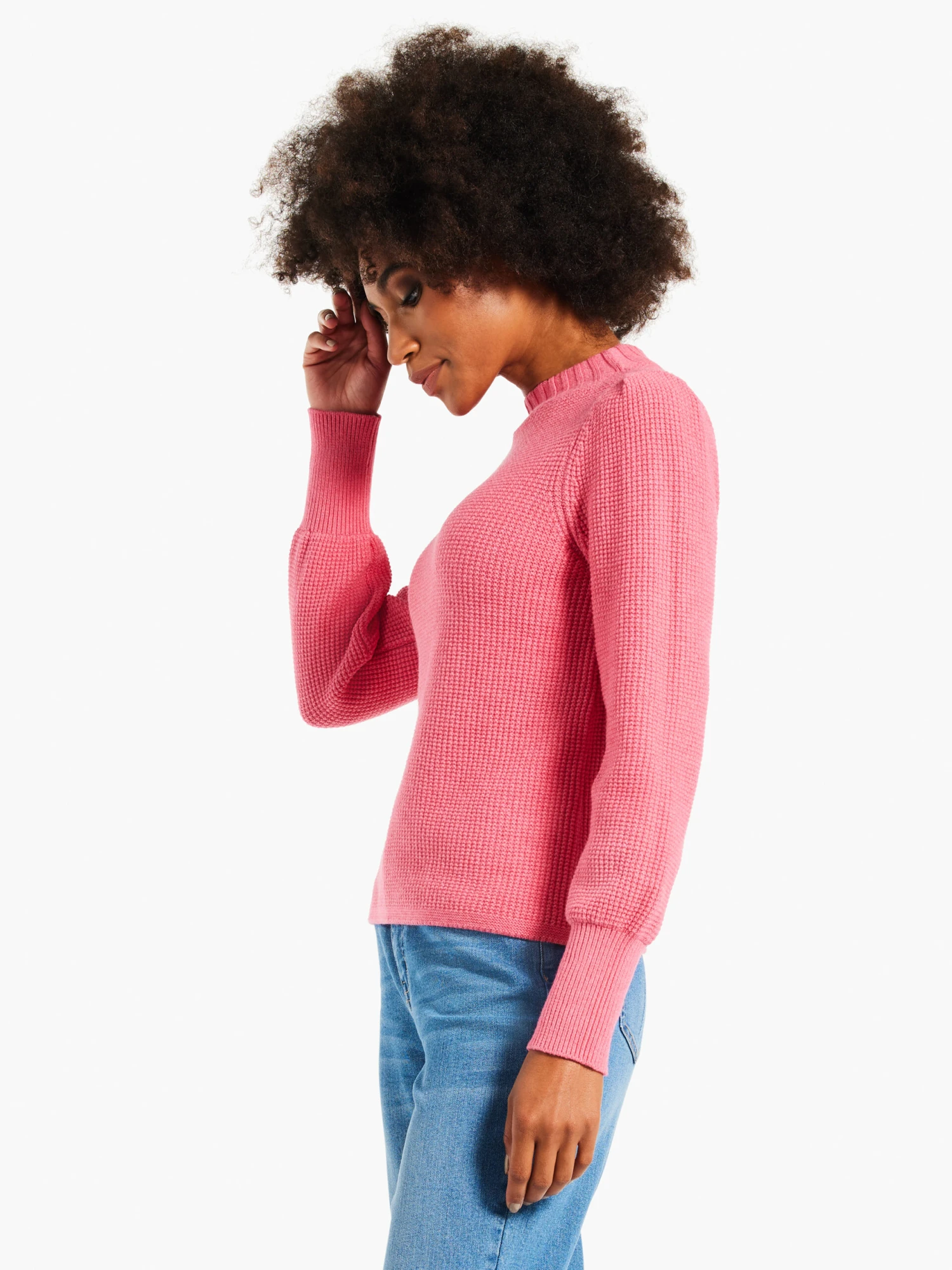Waffle Stitch Sweater GRENADINE 2 Waffle Stitch Sweater GRENADINE - Image 2