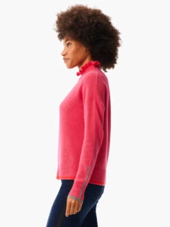 Ruffled Up Cashmere Turtleneck Sweater PINK MULTI -Brave Sales Store W231192RPKMPRODUCT 02